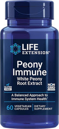 Life Extension Peony Immune White Peony Root Immune Health Support Immune System Gluten-Free Non-GMO Vegetarian 60 Capsules