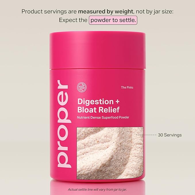 Proper The Pinks Digestion and Bloat Relief. Drink Mix with Gut Health Probiotics Prebiotics Beet Root &amp Enzymes for Digestive Support. Bloating and Microbiome Supplement for Women and Men