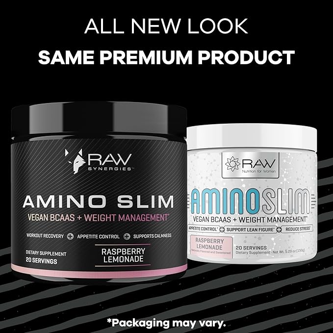 RAW Synergies Amino Slim - Slimming BCAA Weight Loss Drink for Women Vegan Amino Acids L-Glutamine Powder for Post Workout Recovery &amp Fat Burning | Daily Appetite Suppressant Metabolism Booster