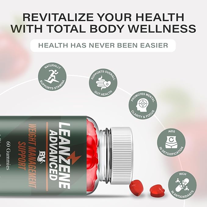 BLUE VIBE Leanzene Advanced Keto ACV Gummies Lean Zene Advanced Natural Keto Wellness Support Formula Gummies Leanzene Keto ACV &amp Overall Health Support Supplement (1 Pack - 60 Gummies)