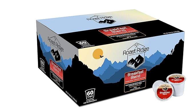 Roast Ridge Single Serve Coffee Pods for Keurig K-Cup Brewers Breakfast Blend Light Roast 60 Count