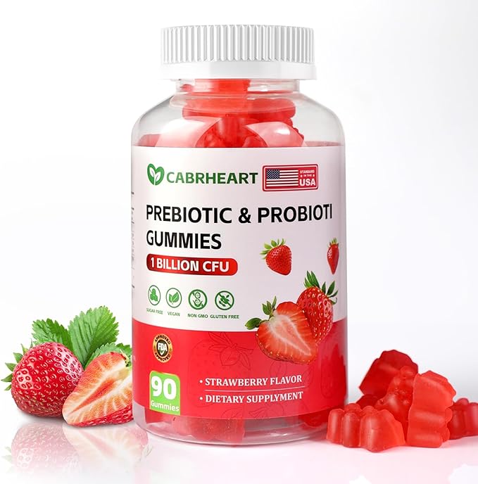 Prebiotics and Probiotics for Women Men1 Billion CFUsDaily Probiotics Gummies Supplement for Gut Health SupportDigestive HealthImmune HealthStrawberry Flavor90 Count