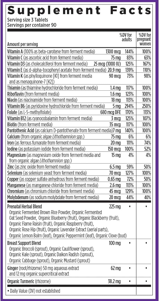 New Chapter Advanced Perfect Prenatal Vitamins 270ct Made with Organic Non-GMO Ingredients for Healthy Baby &amp Mom - Folate (Methylfolate) Whole-Food Fermented Iron Vitamin D3 + Ginger