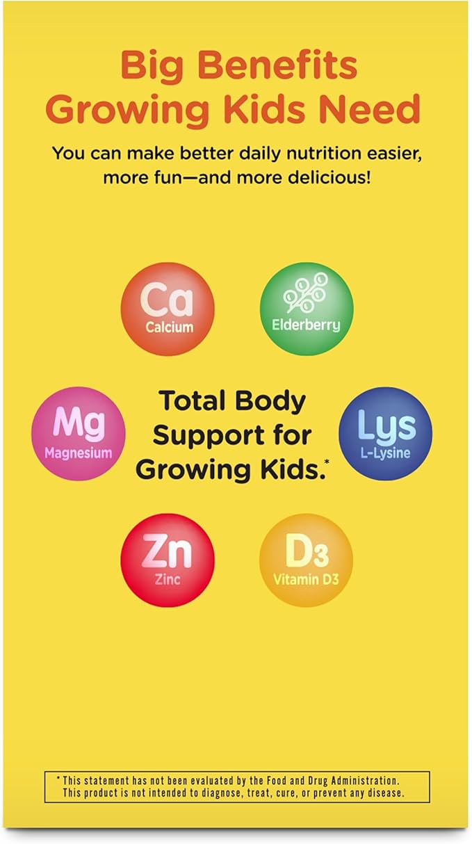 GNC Milestones Kids Premium Liquid Calcium+ Supplement Supports Healthy Growth &amp Development Strong Bones &amp Teeth for Kids 3 &amp Above Elderberry Flavor 30 Count