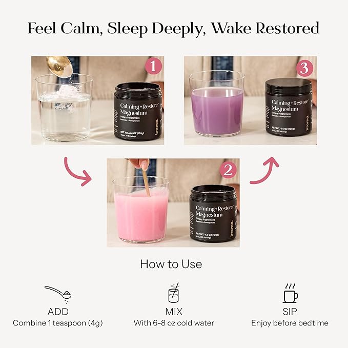 Kroma Calming + Restore Magnesium Powder – Magnesium Citrate with L-Theanine for Relaxation Sleep Cycle &amp Digestive Support – Muscle Recovery Supplement – Pomegranate Flavor – 4.4 oz 30 Servings