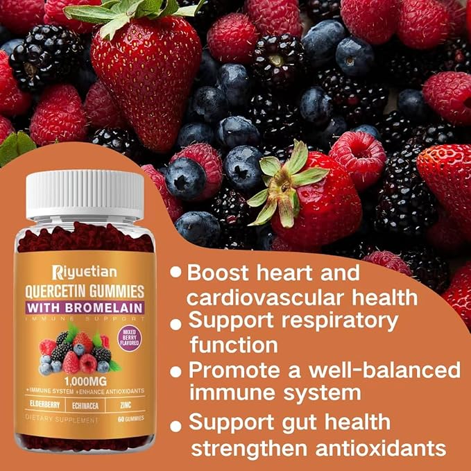 Bromelain with Zinc Vitamin C Elderberry for Lung Immune Support Supplement for Kids Adults CardiovascularAging Support Chewable VitaminsVegan 120 Count