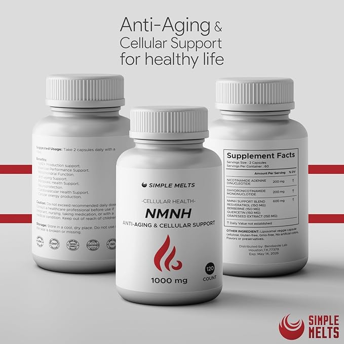 NMNH (Dihydronicotinamide Mononucleotide) NMNH Supplement for Anti-Aging NAD Supplement to Boost NAD+ Levels as We Age (May Be More Effective Than Nicotinamide Riboside) 120 Capsules (120 Servings)