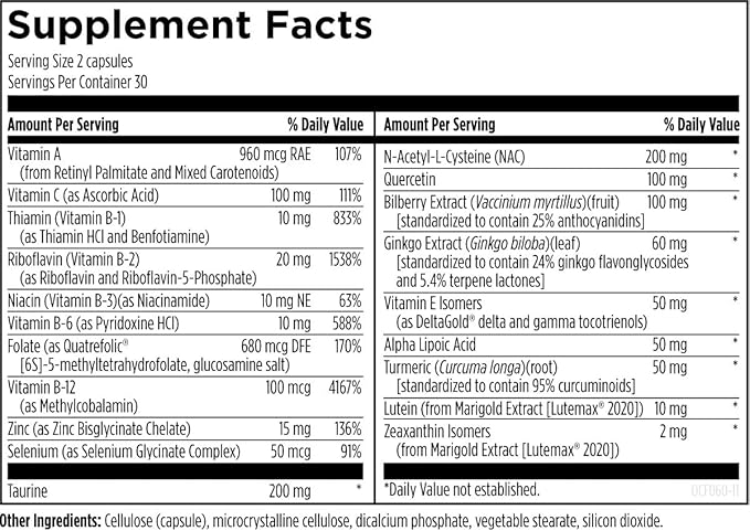 Designs for Health OcuForce - Eye Health Support Supplement - Lutein Zeaxanthin Carotenoids Zinc Taurine + Vitamins (60 Capsules)
