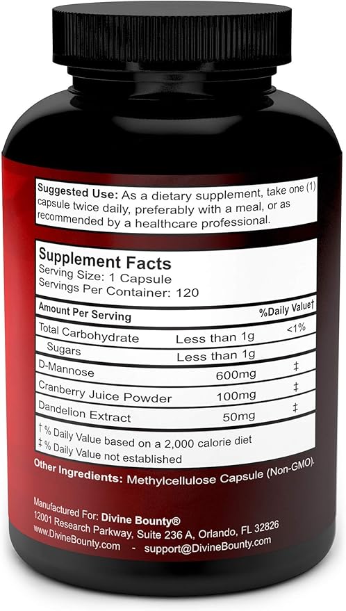 Divine Bounty D-Mannose Capsules &amp Digestive Enzymes with Probiotics Bundle