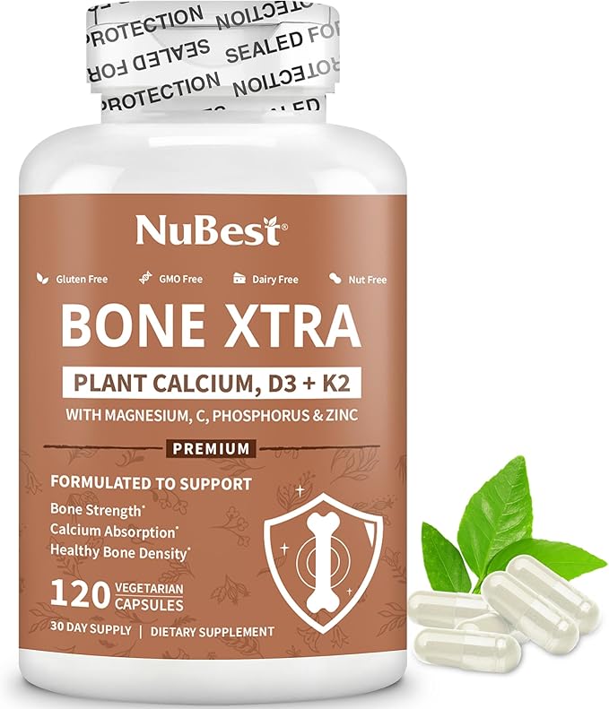 NuBest Bone Xtra Plant-Based Bone Strength Formula with Calcium Magnesium from Marine Algae Phosphorus Vitamin C K2 D3 | Immunity &amp Maximum Calcium Absorption | Pack 2