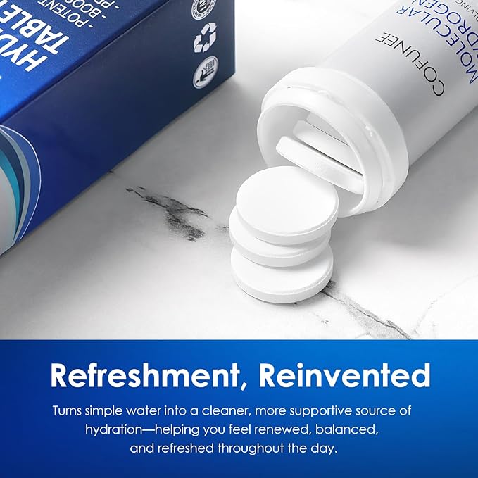 Hydrogen Tablets with Magnesium - H2 Molecular Hydrogen Tabs for Drinking Water Hydration Electrolytes Supports Healthy Aging Focus &amp Daily Energy Fast-Dissolving Tablets 60 Count