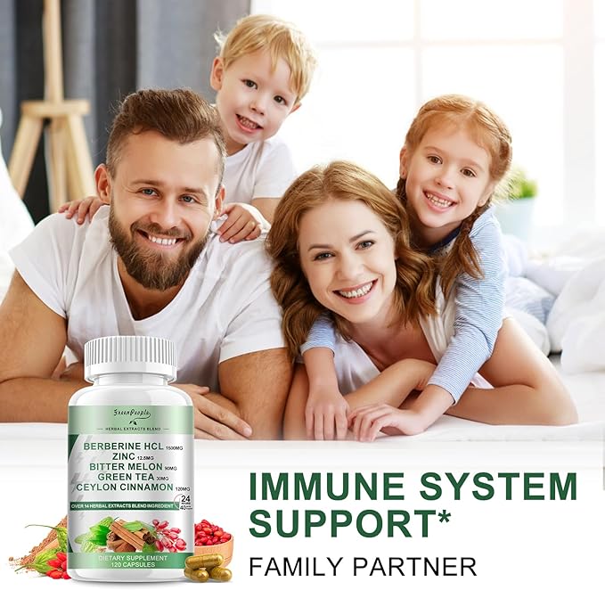 GREENPEOPLE Berberine Supplement with Ceylon Cinnamon - 120 Count Berberine 1500mg Berberine HCL Capsules with Bitter Melon/Artichoke Extracts &amp Natural Herbs for Immune Support 2 Pack