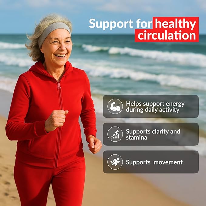Herbal Circulation Support Capsules 180s | Supports Circulatory Wellness with Hawthorn Garlic Ginkgo Cayenne Milk Thistle Bilberry &amp Valerian | Supports Vitality &amp Daily Wellness