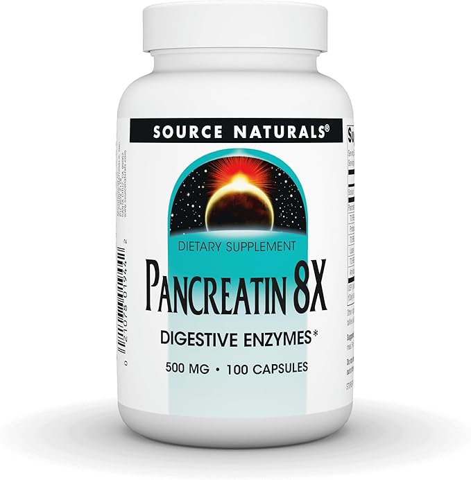 Source Naturals Pancreatin 8X 500 mg Digestive Enzymes - 100 Capsules