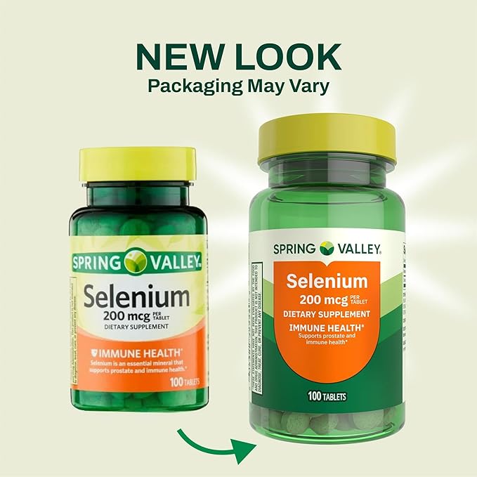 Spring Valley Selenium 200mcg (as Selenium Yeast) - 100 Tablets - Immune &amp Antioxidant Support + SUREFECT Organizer.