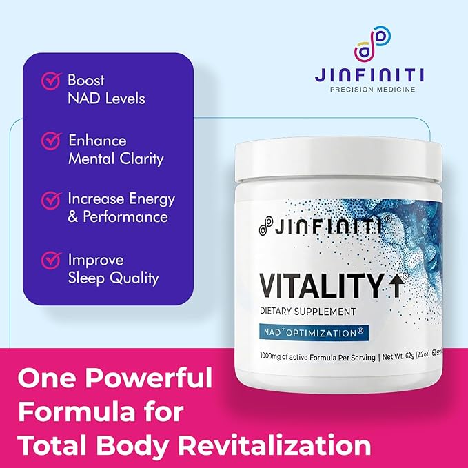 Jinfiniti Vitality↑NAD+ Optimization- A Patented Clinically Validated NAD+ Optimization Formula