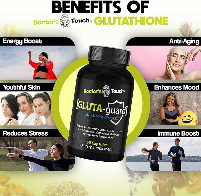 Doctor's Touch Liposomal Glutathione Supplement - Easy-to-Swallow Glutathione Capsules for Energy Brain Support and Skin Health - Pure Maximum Absorption Glutathione Liposomal Supplement
