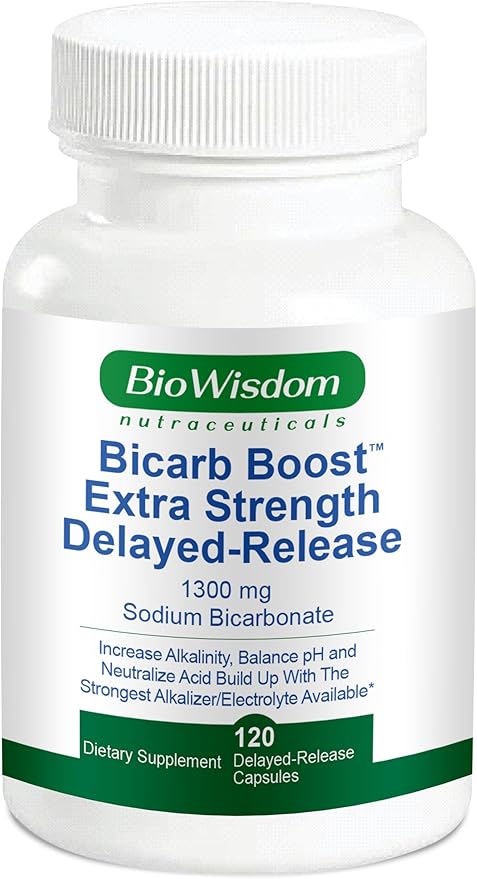 Bicarb Boost Sodium Bicarbonate Capsules Extra Strength 1300mg Organic Use Delayed-Release Sodium Bicarbonate Tablet Kidney Alkalinity Health Pure Baking Soda Tablet 120 Sodium Pills