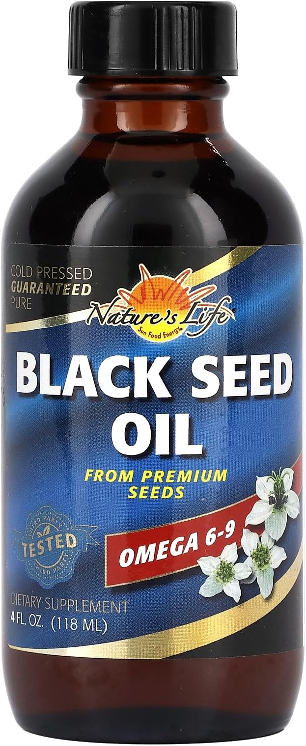 Natures Life Black Seed Oil Cold-Pressed Black Cumin Seed Oil - Joint Digestive Health and Immune Support - Lab Verified 60-Day Money-Back Guarantee - 23 Servings 4 Fl. Oz.