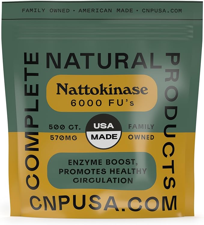 CNP Nattokinase 570mg Capsules - 6000FU Natto Enzyme Supplement Healthy Circulation Support Fermented Soy Extract Vegan Gluten Free Non GMO Pure No Fillers High Potency 500 Count Made in USA