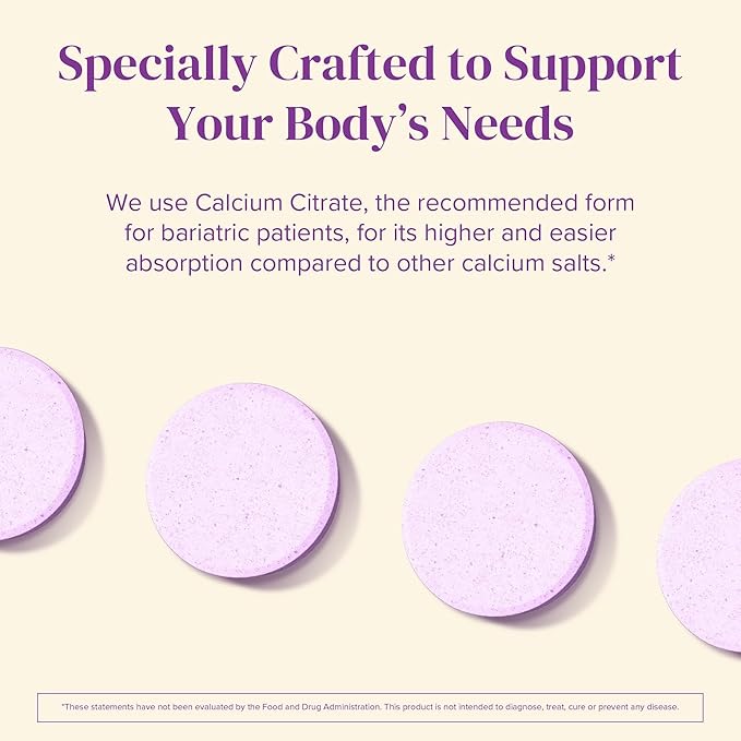 BariMelts Calcium Citrate with Vitamin D3 &amp Magnesium 120 Smooth-Dissolving Tablets (1-Month Supply) Bariatric Calcium Supplements for Women Natural Berry Flavor