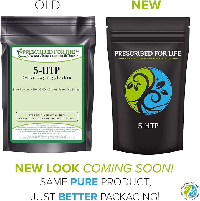 Prescribed For Life 5 HTP Powder Pure 5 Hydroxytryptophan Powder Natural Unbleached Gluten Free Vegan Non GMO Soy Free Kosher Griffonia Simplicifolia (56g)
