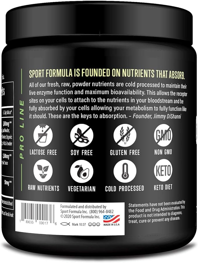 Sport Formula 99 Organic Greens Superfood Powder Cold Pressed Vegan and Keto Powder Non-GMO Low Calorie Daily Green Juice Powder