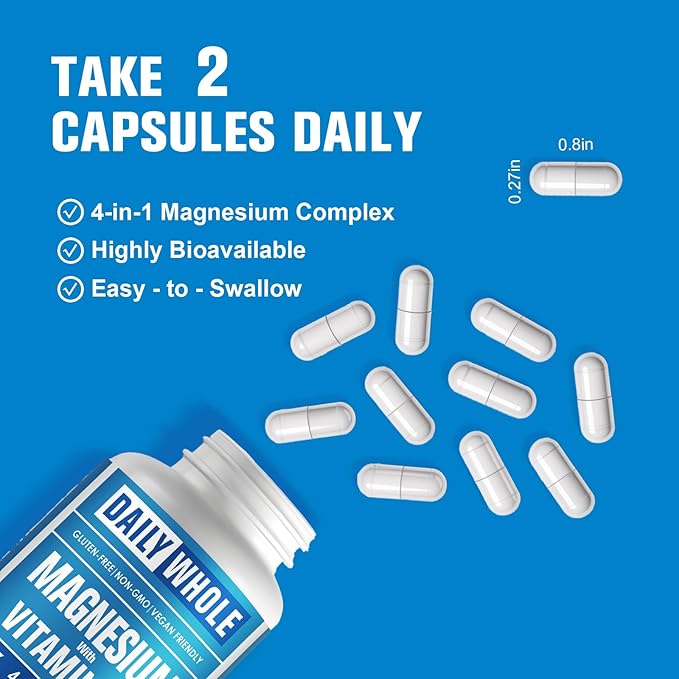 4-in-1 Magnesium Glycinate Complex 90 Capsules of Magnesium Glycinate Citrate Malate L-Threonate &amp Vitamin B6 Supplement for Health | Third Party Tested Gluten Free