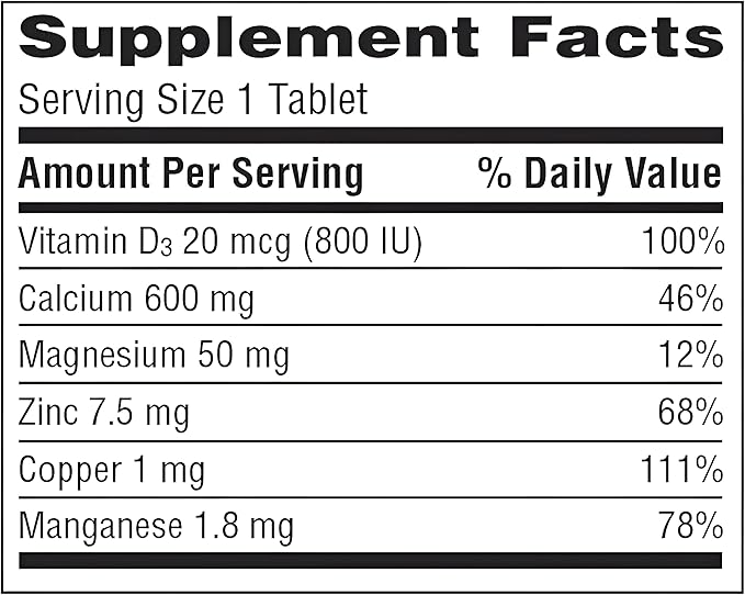 Caltrate 600+D3 Plus Minerals Calcium and Vitamin D Supplement Tablets Bone Health and Mineral Supplement for Adults - 60 Count