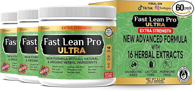 Fast Lean Pro Ultra Extra Strength Supplement with Organic Herbs Natural Ingredients 6.3 oz 28 Servings (3)