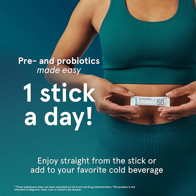 Puori Daily Probiotics &amp Prebiotics for Digetive &amp Gut Health - Immune Support Supplement with 13 Billion CFU &amp 4g Dietary Fiber - Shelf Stable for Bloating &amp Gas Relief