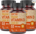 DEVA Vegan Vitamin D2 60 mcg 2400 IU Ergocalciferol Supplement with No Animal Ingredients 90 Tablets (Pack of 3)