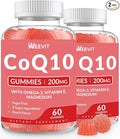 Sugar Free CoQ10 Gummies 200 MG Coenzyme Q10 (Ubiquinone) Gummies for Adults Co Q10 Supplement with Omega-3 Magnesium Energy Brain Support