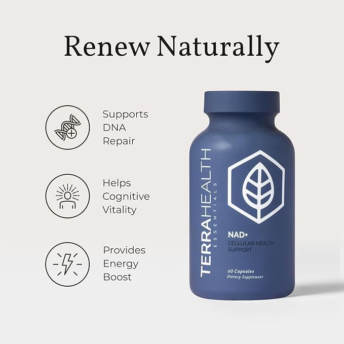 Terra Health Essentials NAD+ - Cellular Energy Metabolic Repair Healthy Aging of Heart Brain &amp Muscle - All Natural 30 Day Supply