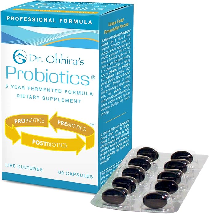 Essential Formulas Dr. Ohhira’s Probiotics Professional Formula with 5 Year Fermented Prebiotics Live Active Probiotics and The only Product with Postbiotic Metabolites 60 Capsules