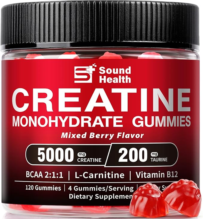 Creatine Nutritional SupplementMixed Berry Flavor Chewable 120 Count 5g Daily Serving Sugar Free Creatine Gummies for Men and Women