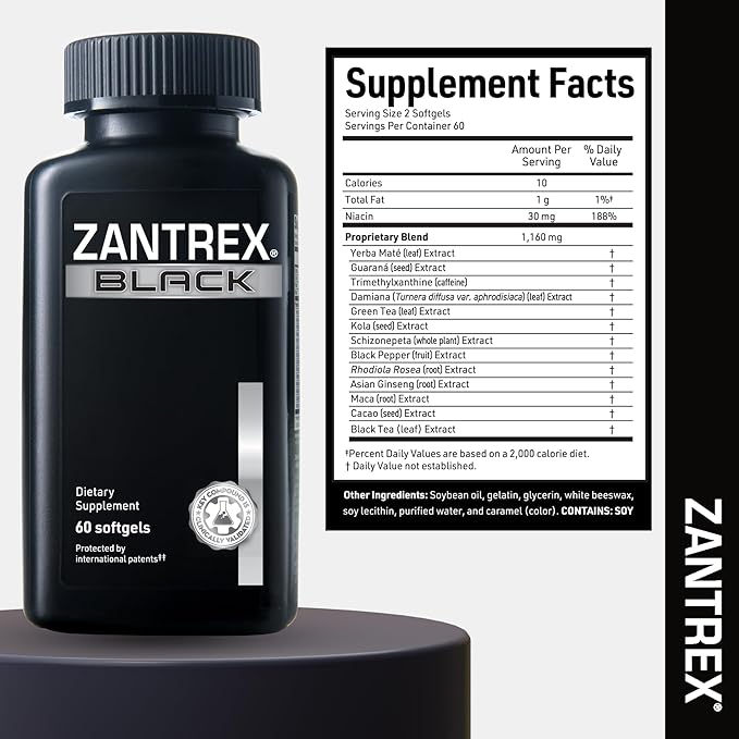 Zantrex Black – Naturally Boost GLP-1 &amp Metabolism Support | Thermogenic Energy Weight Management Formula | 120 Count