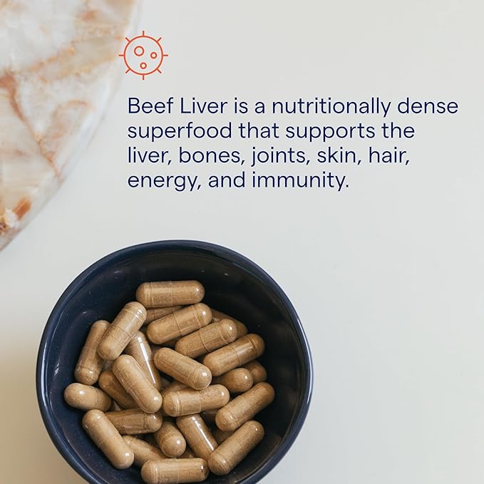 Trace Minerals Beef Liver - Beef Liver Supplement for Overall Body Health - Bone Energy Immune &amp Organ Support - Healthy Hair &amp Skin - Natural Superfood - Gluten-Free - 180 Count (30 Serving