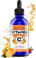 Liquid Vitamin C - 4oz - 120 Servings - Organic Non-GMO - Adults and Kids - 99% Pure Ascorbic Acid - VIT C Drops - Bioactive Vitamin C Liquid - Immune Support Skin Health Antioxidants