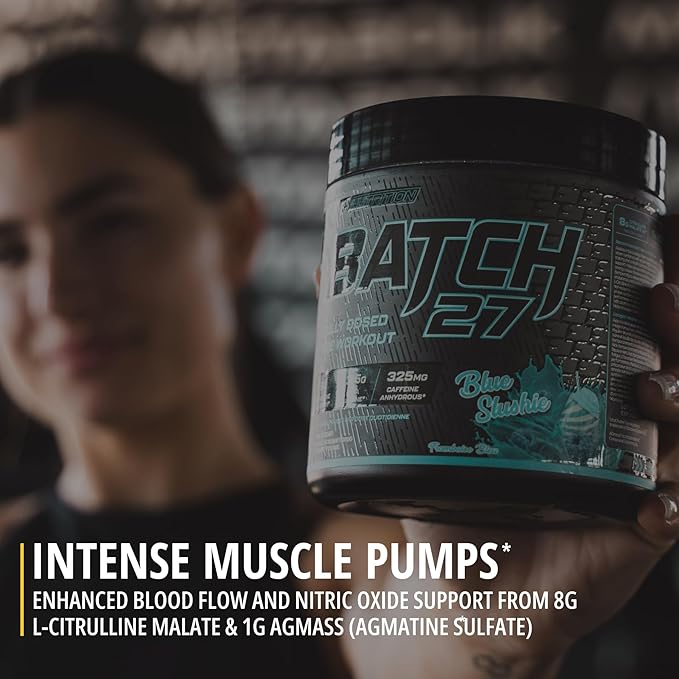TC Nutrition Batch 27 Pre Workout Powder - 8g Citrulline 3.5g Beta Alanine 2.5g Betaine 325mg Caffeine | Instant Energy Focus Pumps &amp Strength | Nitric Oxide Booster 20 sv (Pineapple Mango)