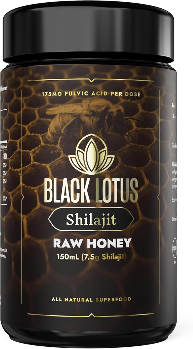 Black Lotus Pure Shilajit Resin Raw Honey Liquid Tincture 150ml 100% Pure Natural Shilajit for Men &amp Women Amino Acids 175mg Fulvic Acid 85 Ionic Trace Minerals For Immune Support Focus En