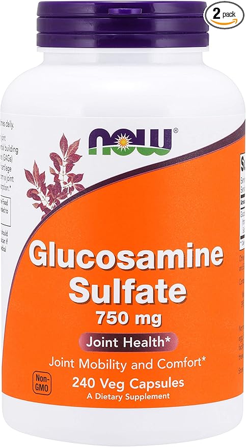 NOW Foods GLUCOSAMINE SULFATE 750 mg 240 Caps (Pack of 2)