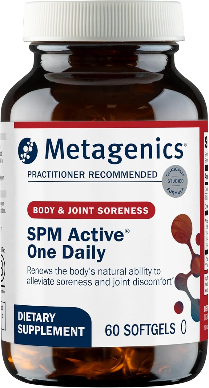 Metagenics SPM Active One Daily Supplement - Next Generation Omega Fish Oil with Pro Resolving Mediators for Joint Soreness &amp Soothing Relief* - Sustainably Sourced - Gluten-Free - 60 Softgels