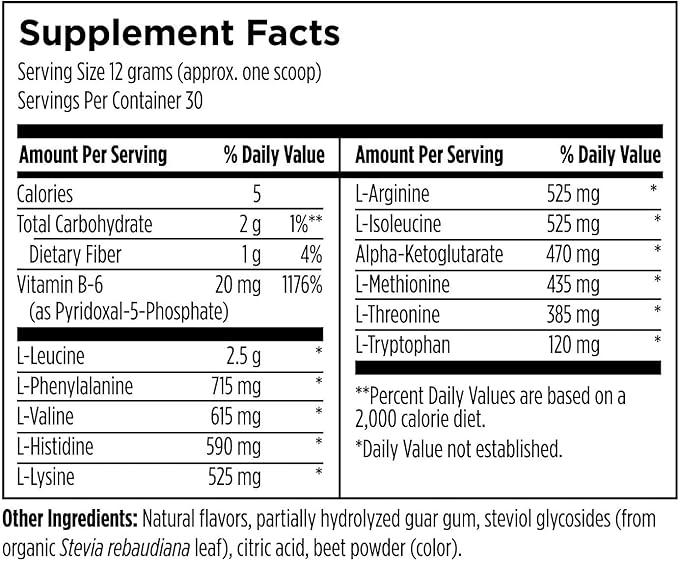 Designs for Sport Amino Complex - Supports Protein Synthesis &amp Lean Body Mass* - With Leucine &amp Essential Amino Acids - NSF Certified for Sport - Fruit Punch - 12.7 oz 30 Servings