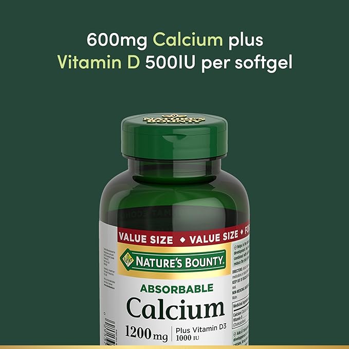 Nature's Bounty Absorbable Calcium 1200mg plus Vitamin D3 1000IU 200 count