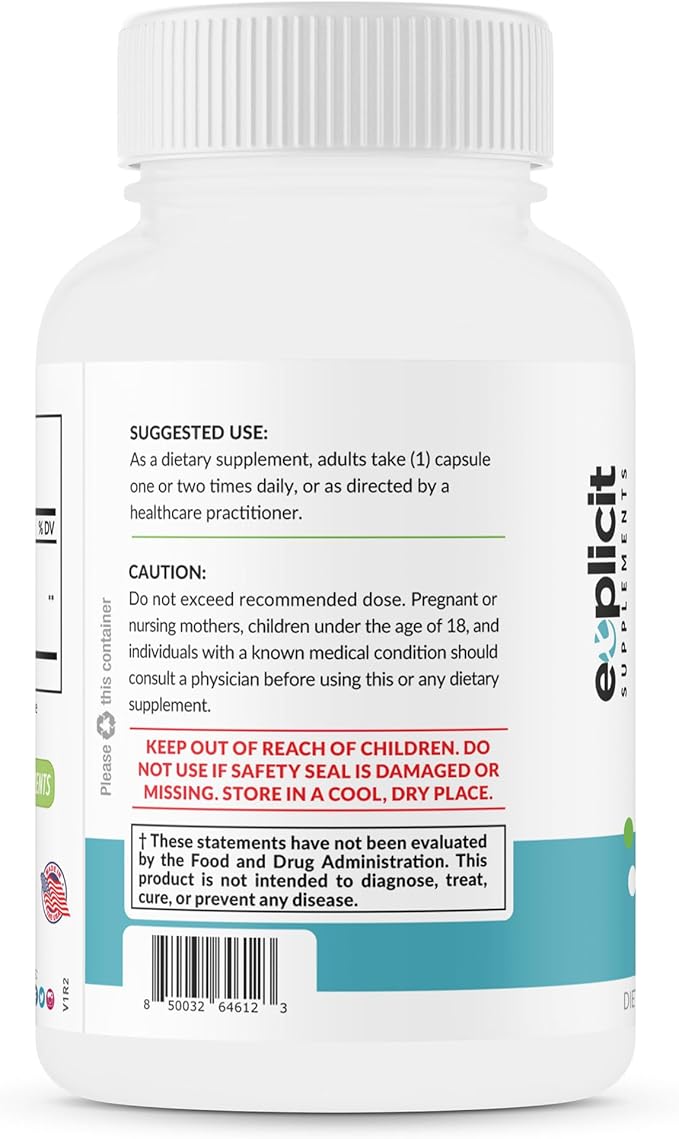 eXplicit Supplements S-Acetyl Glutathione SAG 300mg Per Dose Acid-Resistant Caps Made in The USA - 60 Capsules