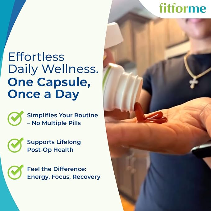 FitForMe Bariatric Multivitamin Tailored for Gastric Sleeve Surgery – One-a-Day Capsule 30-Day Supply Easy-to-Swallow WLS Optimum Capsule Scientifically Formulated – for Men &amp Women