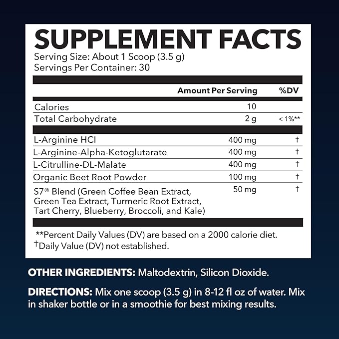 L-Arginine Powder - Nitric Oxide Supplement for Men and Women with L-Citrulline and Beet Root - Pre and Post Workout Support for Endurance and Recovery - Unflavored 1 Month Supply (30 Scoops)