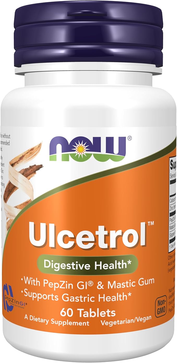 NOW Foods Supplements Ulcetrol™ Digestive Health* With PepZin GI® &amp Mastic Gum Supports Gastric Health* 60 Tablets