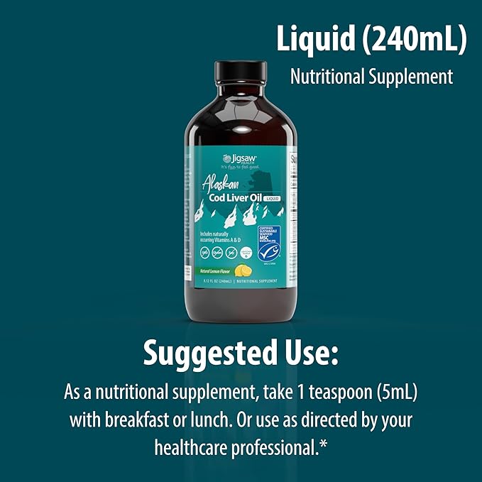 Jigsaw Health Alaskan Cod Liver Oil Liquid 48 Servings